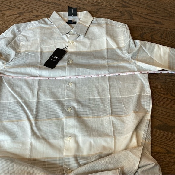 Alfani NWT button up long sleeve plaid winter ivory and browns size Medium - Picture 4 of 6